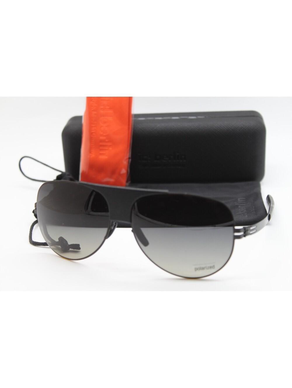NEW IC! BERLIN ROADSTER BLACK POLARIZED AUTHENTIC SUNGLASSES W/CASE 62-16